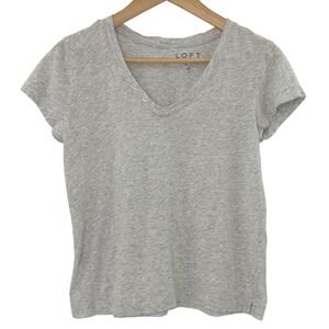 LOFT Vintage‎ Women's Size Small Soft Grey Heathered V Neck T Shirt Tee